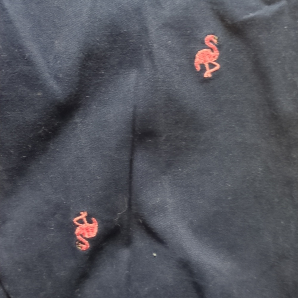 Talbots Navy Pants with Embroidered Flamingos - Picture 3 of 4